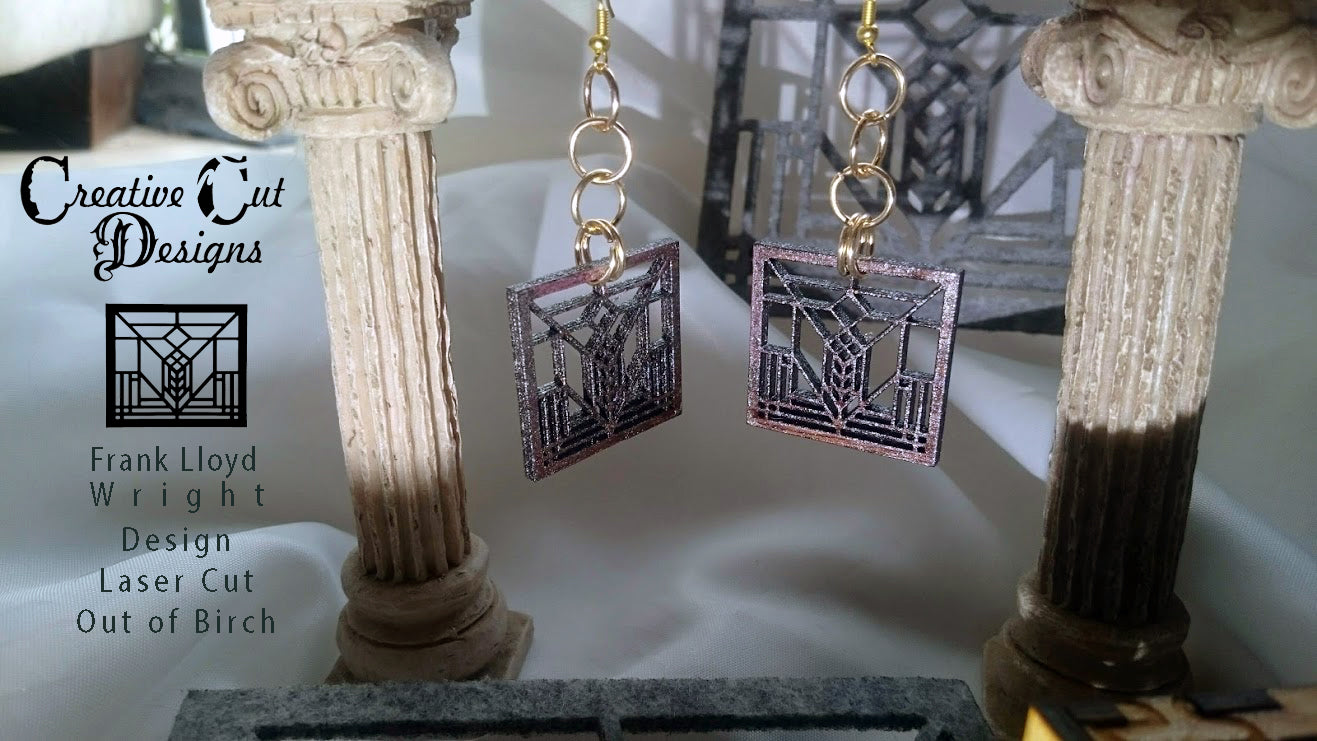 Earrings, Brass, Frank Lloyd Wright Collection, Frederick C. Robie House  Rug Detail, Authorized by the Frank Lloyd Wright Association